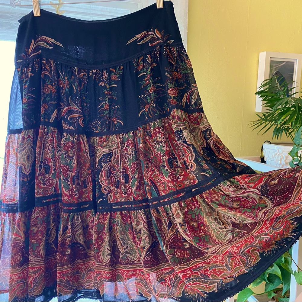 Ralph Lauren | Black Paisley Skirt